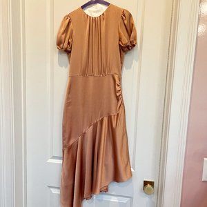 Gianni Bini Satin Midi Dress in Warm Copper